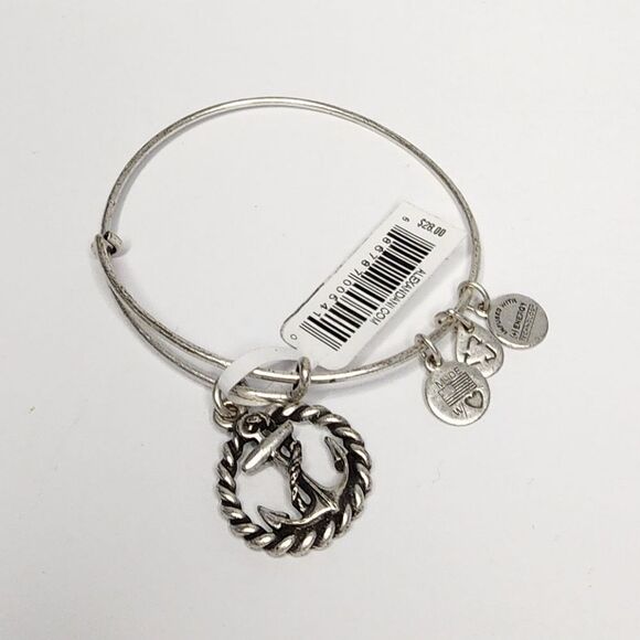 Alex and Ani Russian Silver Anchor Charm Bangle Bracelet Adjustable - Picture 1 of 6
